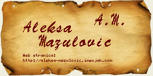 Aleksa Mazulović vizit kartica